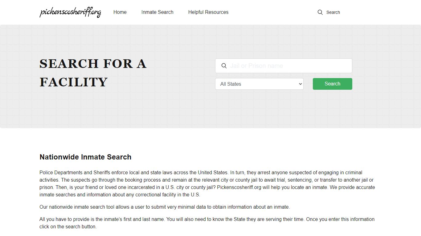 Nationwide Inmate Search - Pickenscosheriff.org