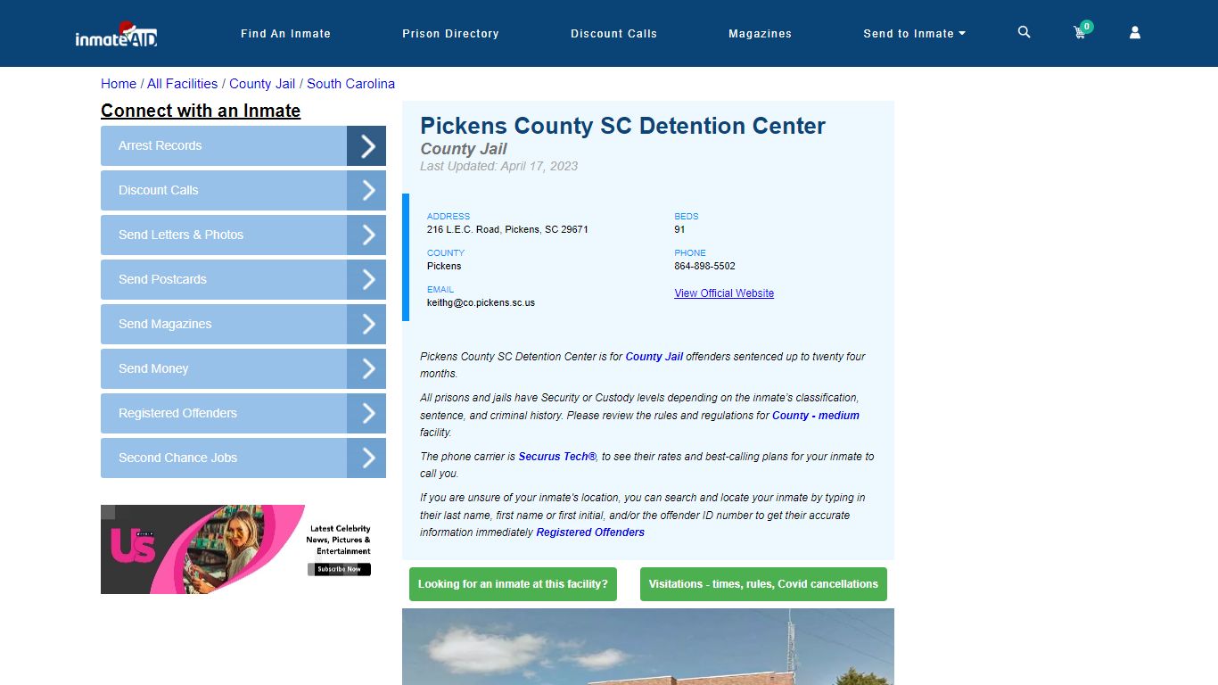 Pickens County SC Detention Center - Inmate Locator - Pickens, SC